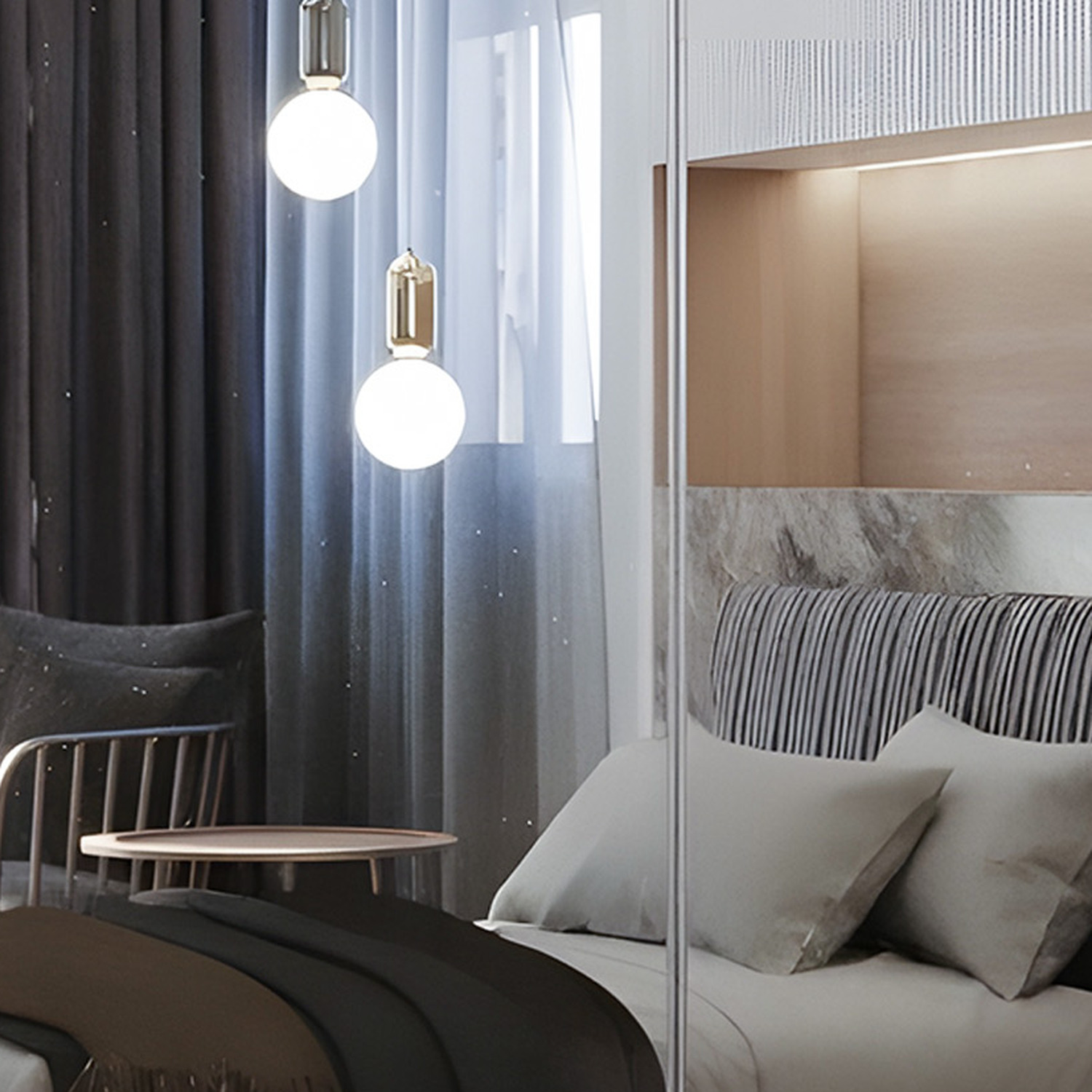 Swiss Modern Mirrored Sliding Wardrobe - White 150cm
