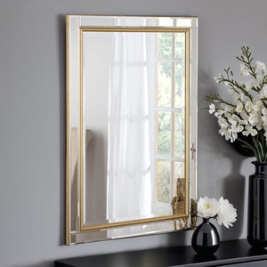 Brass Framed Beveled Mirror
