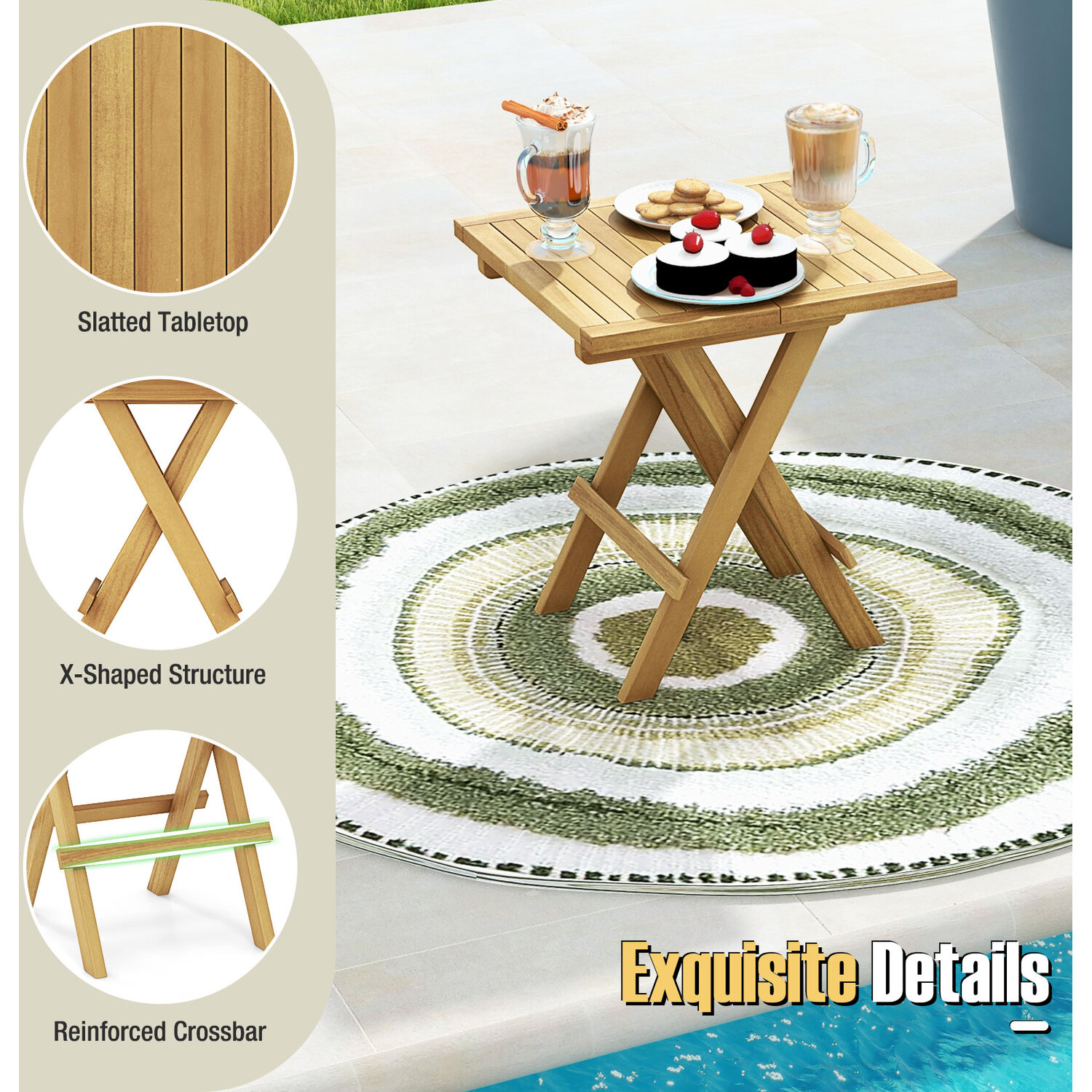 Costway Square Coffee Table - Natural
