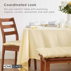 Cream Plain Cotton Round Tablecloth shot 9903233
