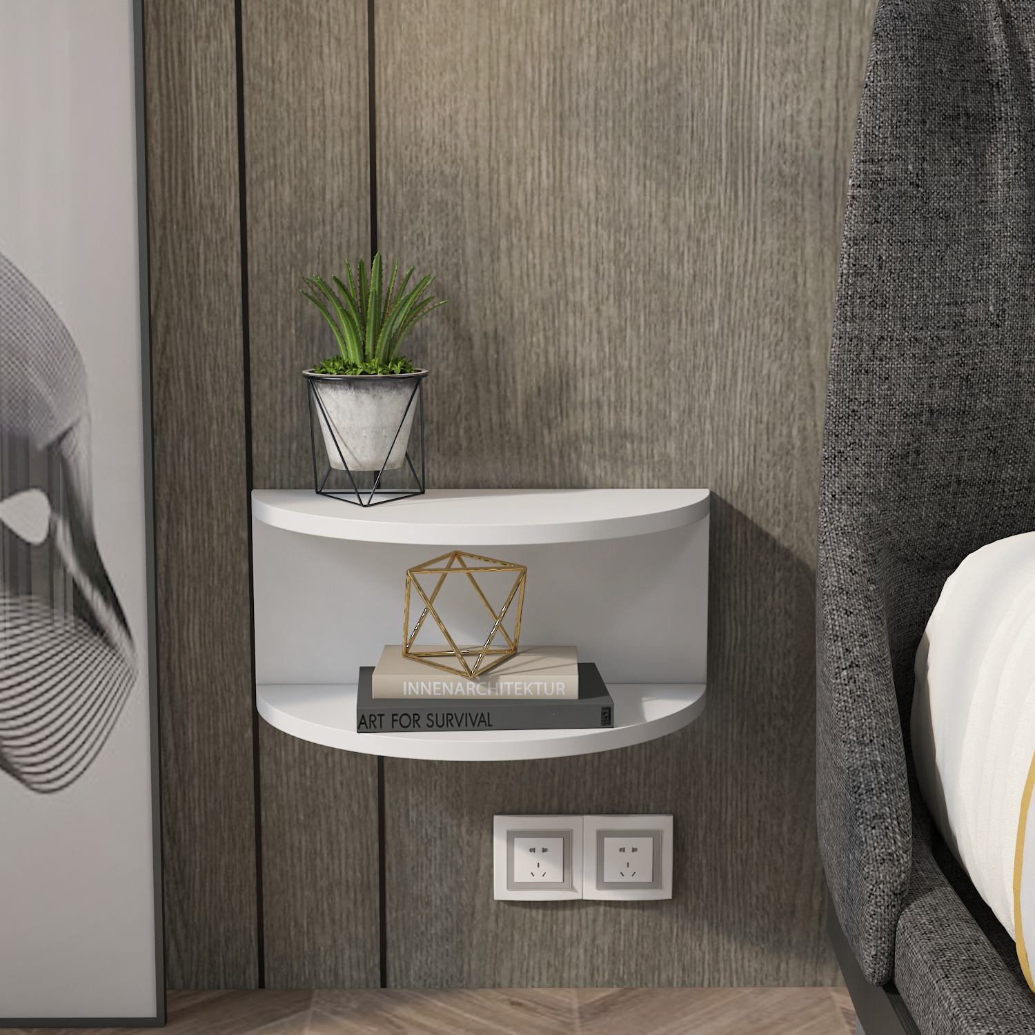 Bella Floating Nightstand - White