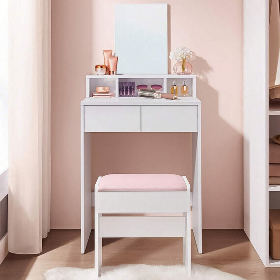 VASAGLE Dressing Table with Mirror with 2 Drawers