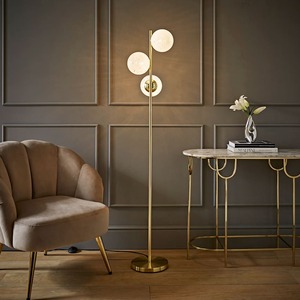 Jas 3 Way Floor Lamp with Confetti Glass Globe Shades