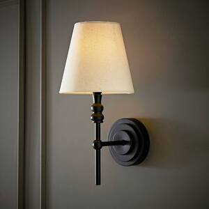 Maggie Candlestick Wall Light with Linen Shade