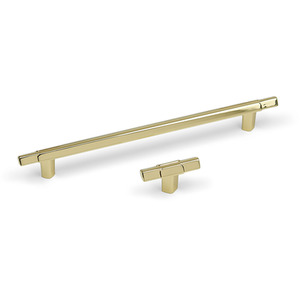 Polished Brass Gold 45mm T-Bar and Matching 160mm Triangle Handles