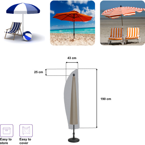 Heavy Duty Waterproof UV Resistant Parasol Protective Cover