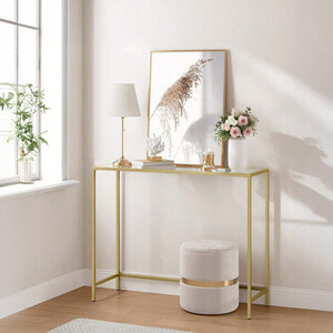 VASAGLE Console Table with Glass Top