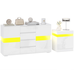 HOMCOM Sideboard Storage Cabinet with RGB LED Lights Remote