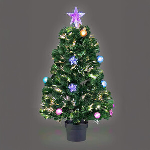 Natural Green / Less than 3ft Bauble and Star LED Fibre Optic Christmas Tree shot 10658350