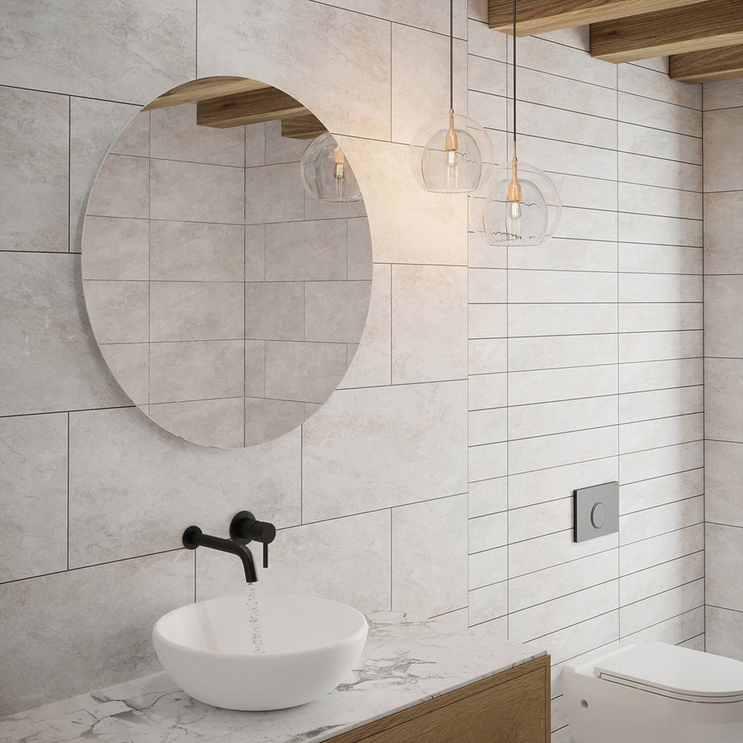 Johnson Tles Arlo Satin Rectified Wall Tile Sample - Flint