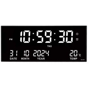 LED Wall Clock with Alarm Temp Date Display