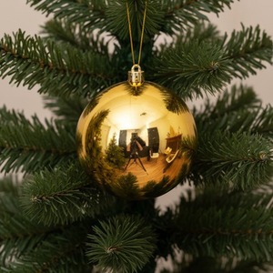 Large Gold Christmas Tree Bauble 14cm Round Tree Decoration