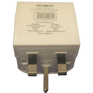 2 Way 3 Pin UK Plug Adaptor Multi Mains Plug Socket 13A White