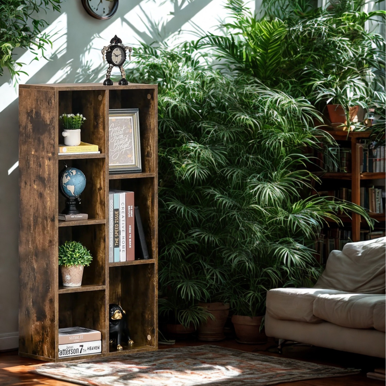 7 Cube Freestanding Storage Unit Bookcase Rustic - Rustic Brown