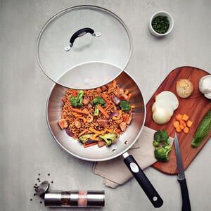 Tramontina Stainless Steel Wok with Glass Lid 28cm (3.3l)