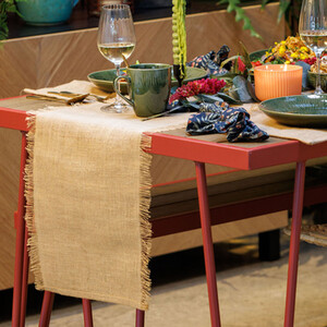 Mikasa Frayed Jute Table Runner, Natural, 230 x 33cm
