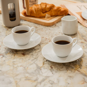 Chalk Set of 2 Porcelain Espresso Cups and Saucers, 90ml