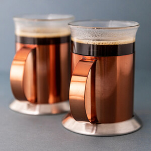 La Cafetire Set of 2 Copper-Effect Stainless Steel Coffee Cups