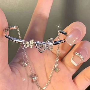 Butterfly Semi Bangle Chain Bracelet