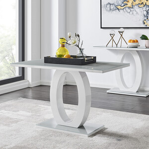 Giovani 4 Grey White Modern High Gloss and Glass Dining Table
