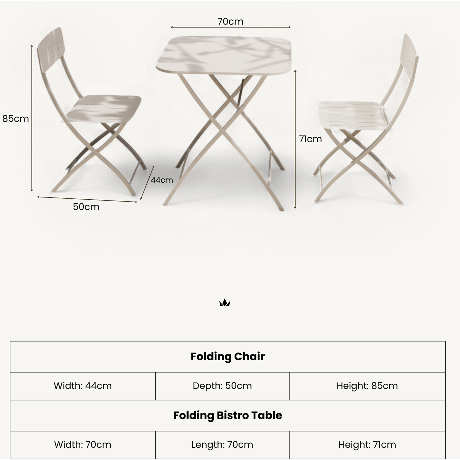Royalcraft Venice Venice 2 Seater Folding Bistro Set - Cashmere