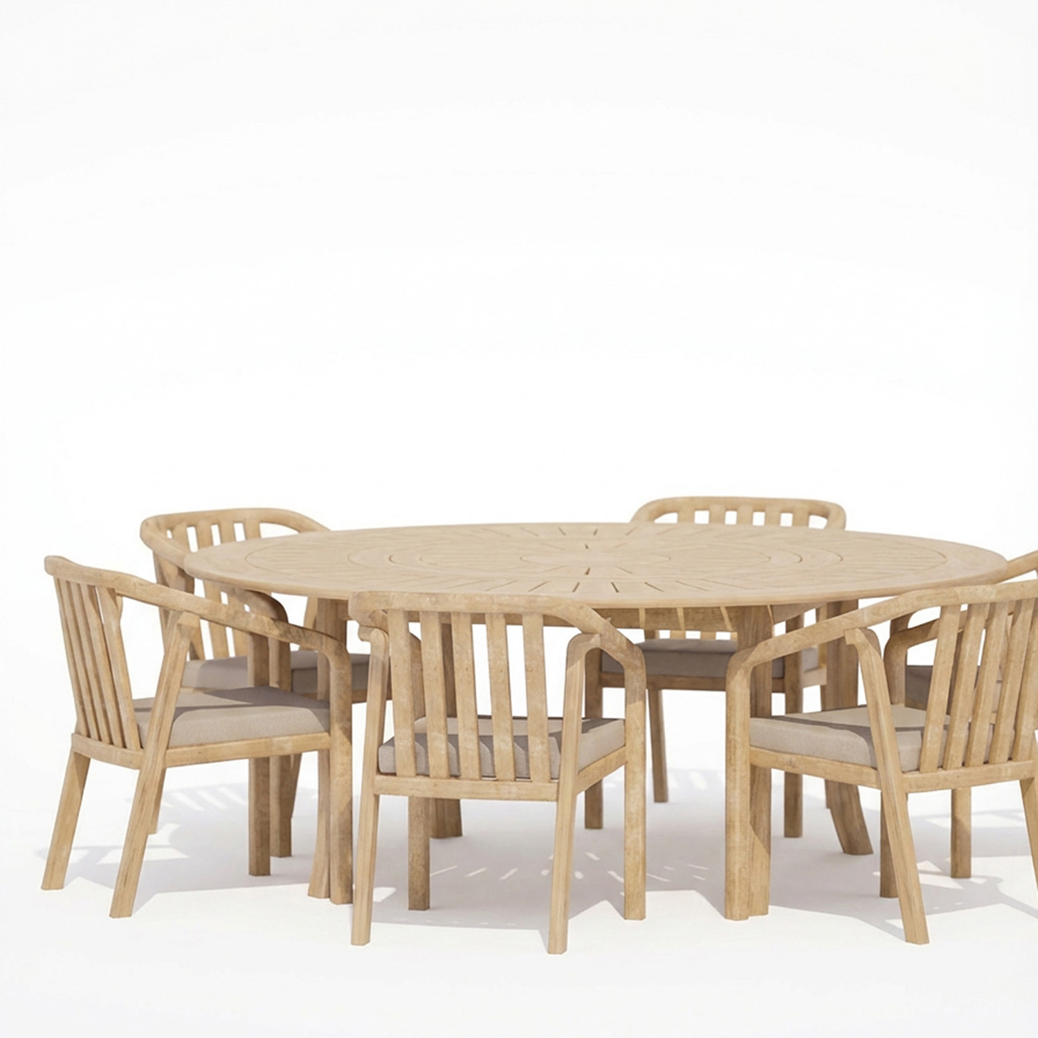 Maris 6-seater Round Dining Table With Wooden Lazy Susan 1500 Mm - Beige