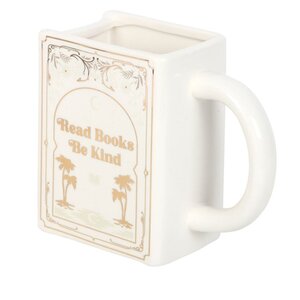 Read Books Be Kind Mug - 450ml White Book-Shaped Ceramic Mug
