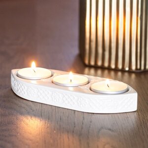 Geometric Ceramic Triple Tealight Holder for Ambient Lighting