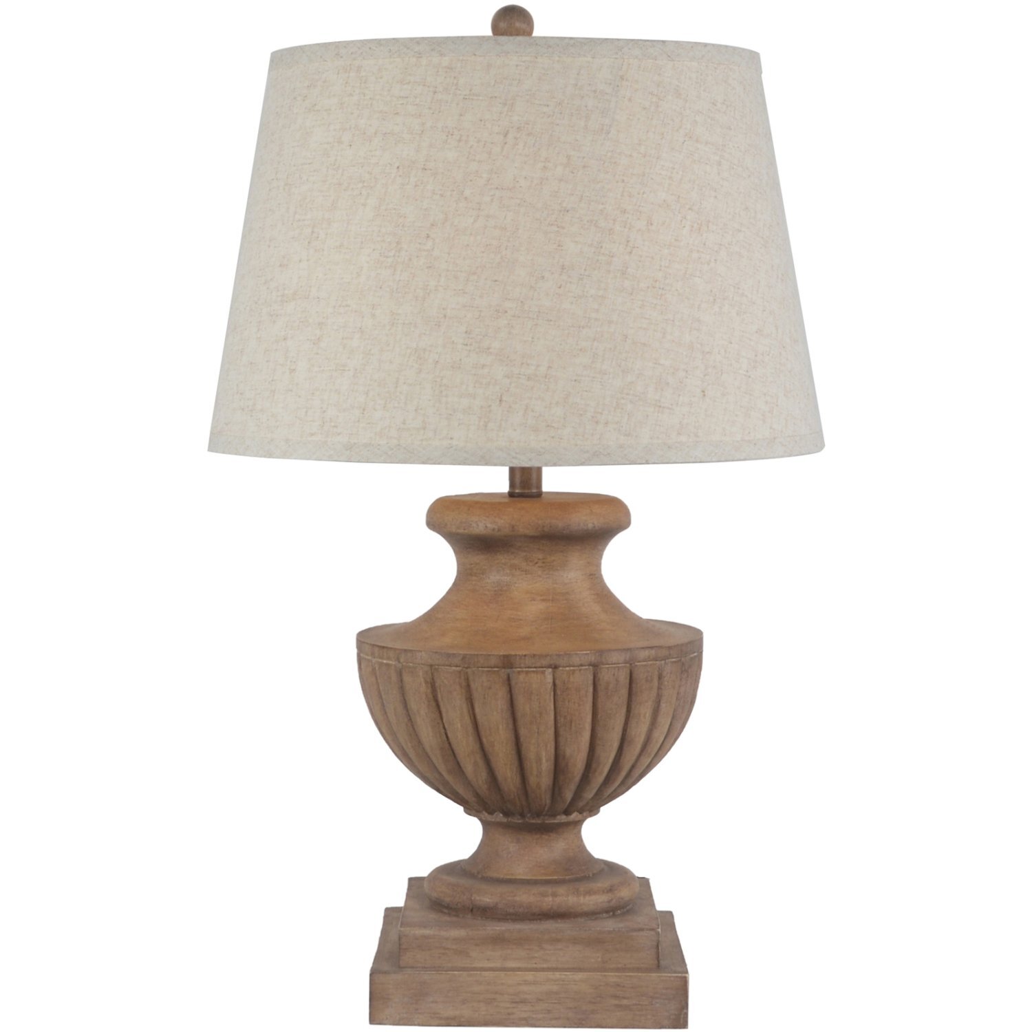 Marbelle Table Lamp with Edged Linen Shade Modern Elegant Lighting - Brown