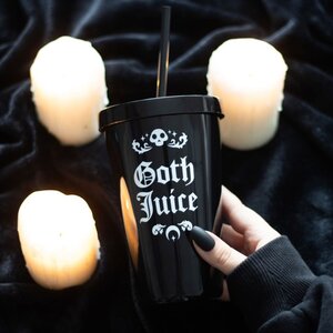 Goth Juice Black White Plastic Tumbler with Straw
