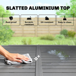 Dark Grey Outsunny Extending Garden Table for 4-8, Aluminium Outdoor Table shot 12999329