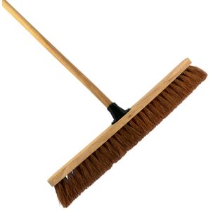24-Inch Coco Broom with Wooden Handle - Soft Indoor Broom for Home, Kitchen