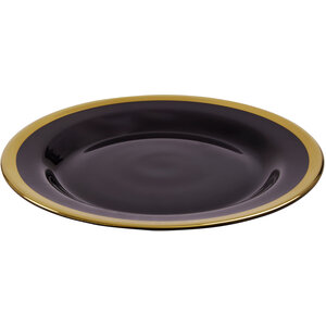 Ida Black Glass Side Plate with Gold Rim