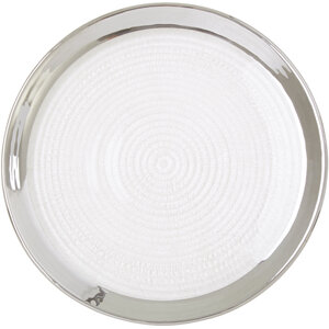 Ida Embossed Glass Coupe Side Plate with Silver Rim