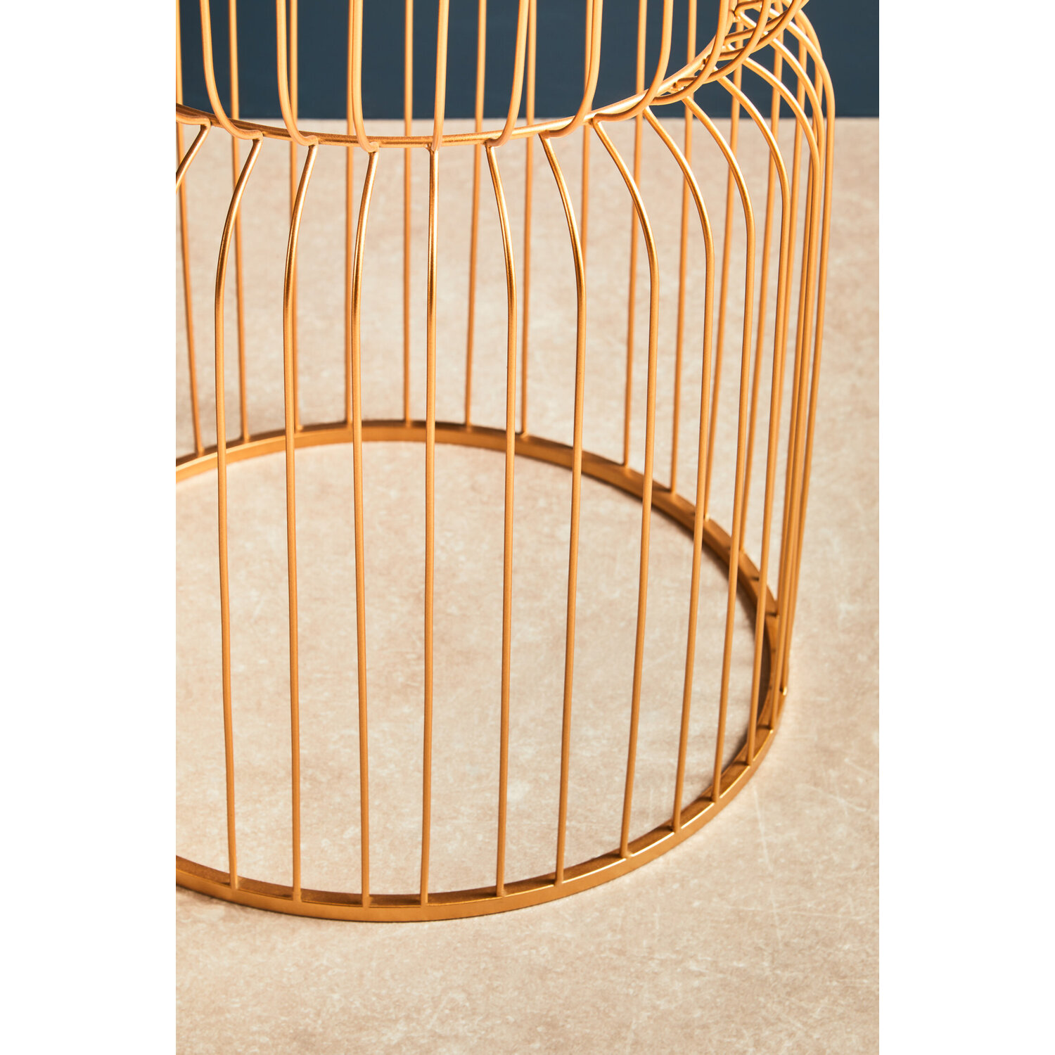 Avantis Gold Metal Wireframe Round Side Table - Gold