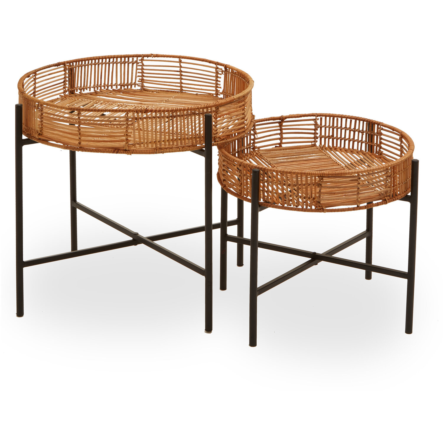 Interiors By Premier Batu Set Of 2 Natural Rattan Side Tables - Brown