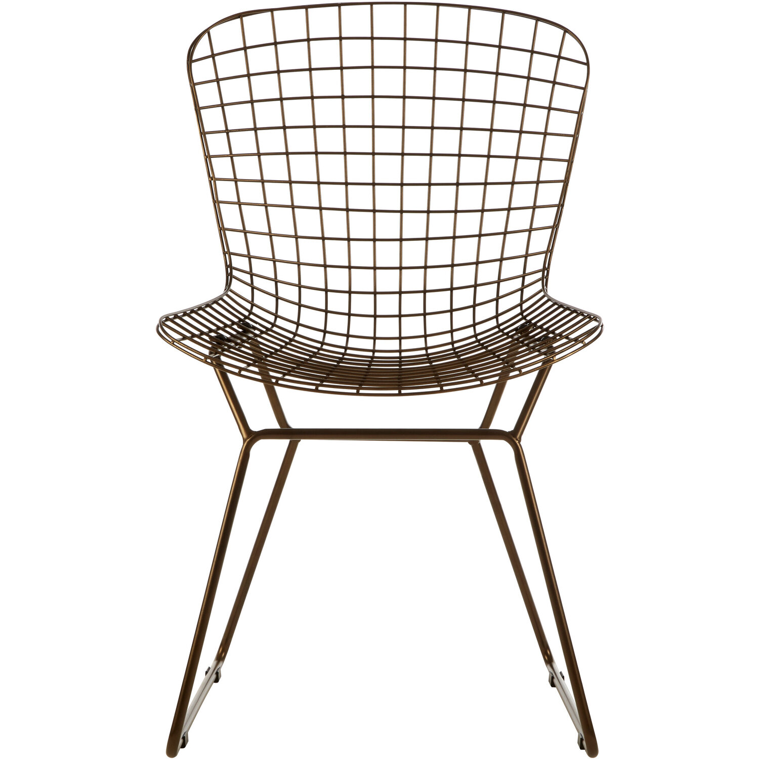 District Bronze Metal Grid Frame Wire Chair - Brown
