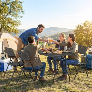 Outsunny 5 Piece 6ft Foldable Table and Chairs