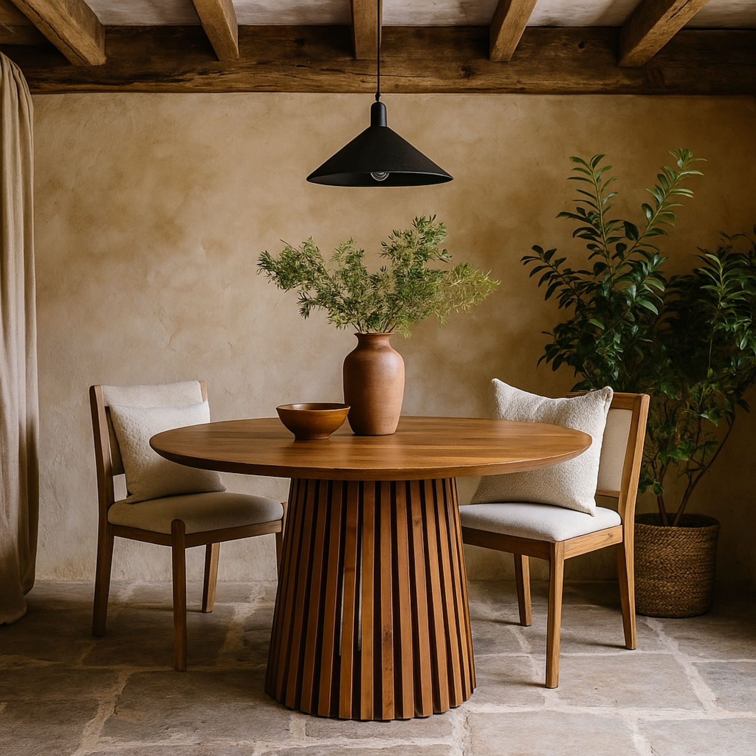 Birmingham Round Mango Wood 4 Seater Dining Table - Brown