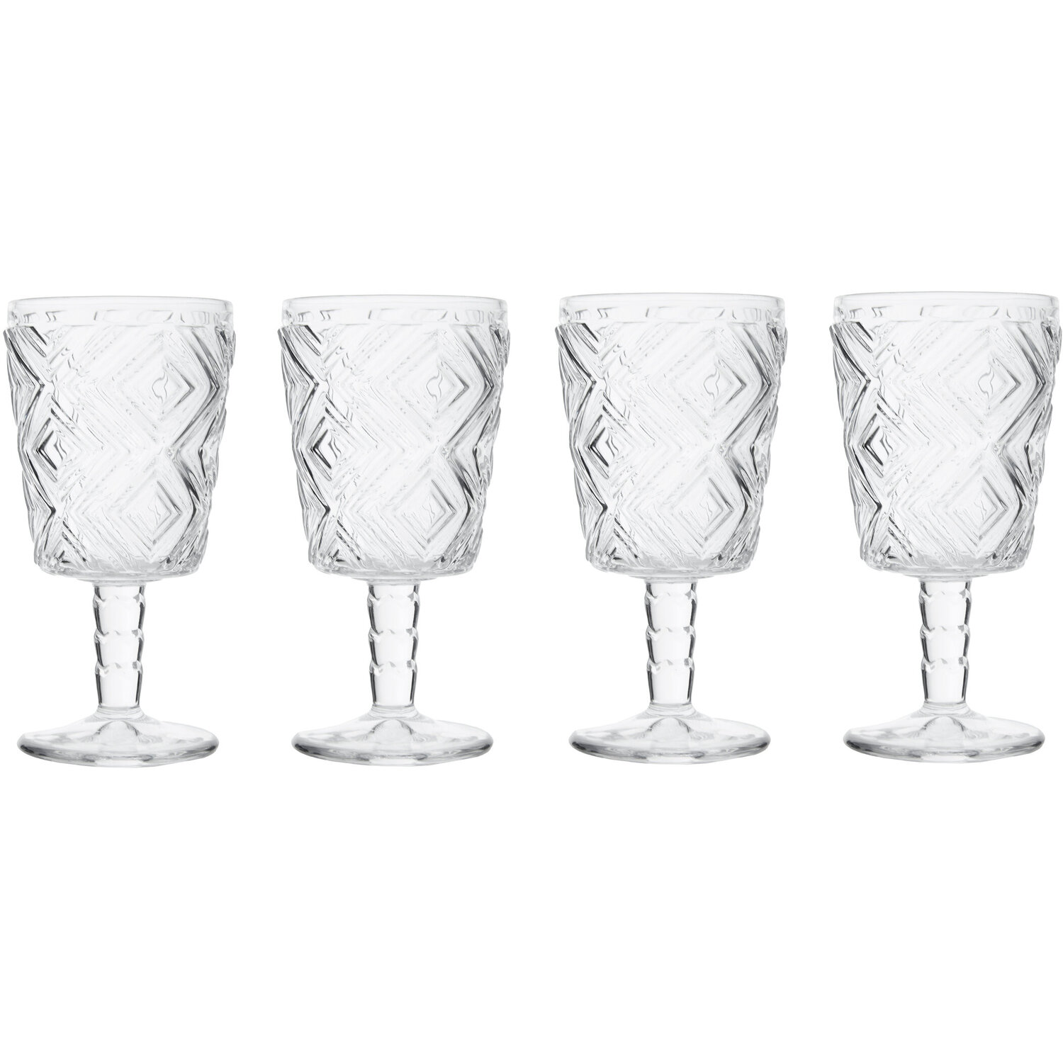 Fleur Set Of Four Clear Wine Glasses - Transparent