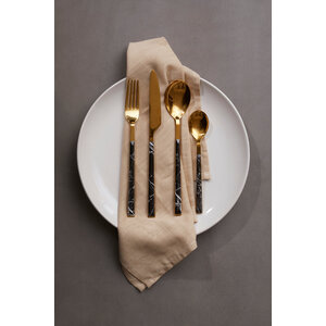 Avie 16 Piece Black Faux Marble Cutlery Set