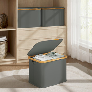 SONGMICS 10.6 Gal. (40 L) Laundry Hamper with Lid, Space-Saving Laundry Basket
