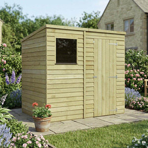Waltons 7ft x 5ft Wooden Overlap Single Door Pent Roof Garden Storage Shed