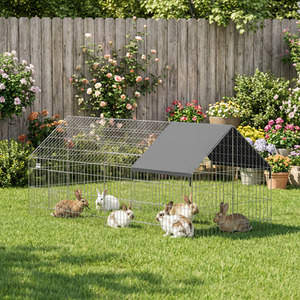 PawHut Rabbit Run with Cover for Small Animals Indoor Outdoor