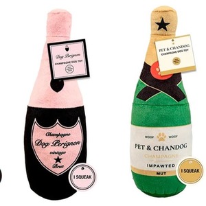 Luxury Champagne Bottle Plush Dog Toy