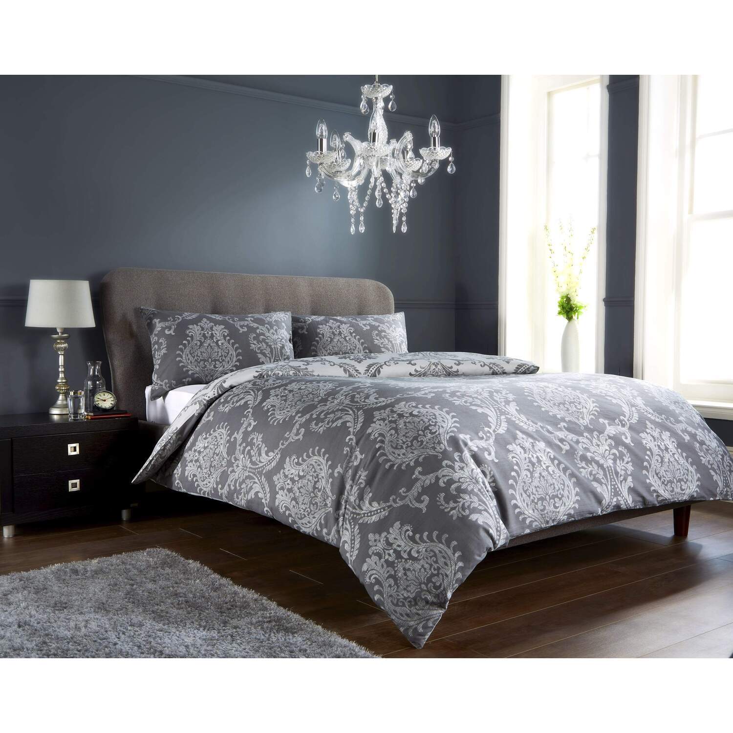 Royal Damask Duvet Set - Grey Double