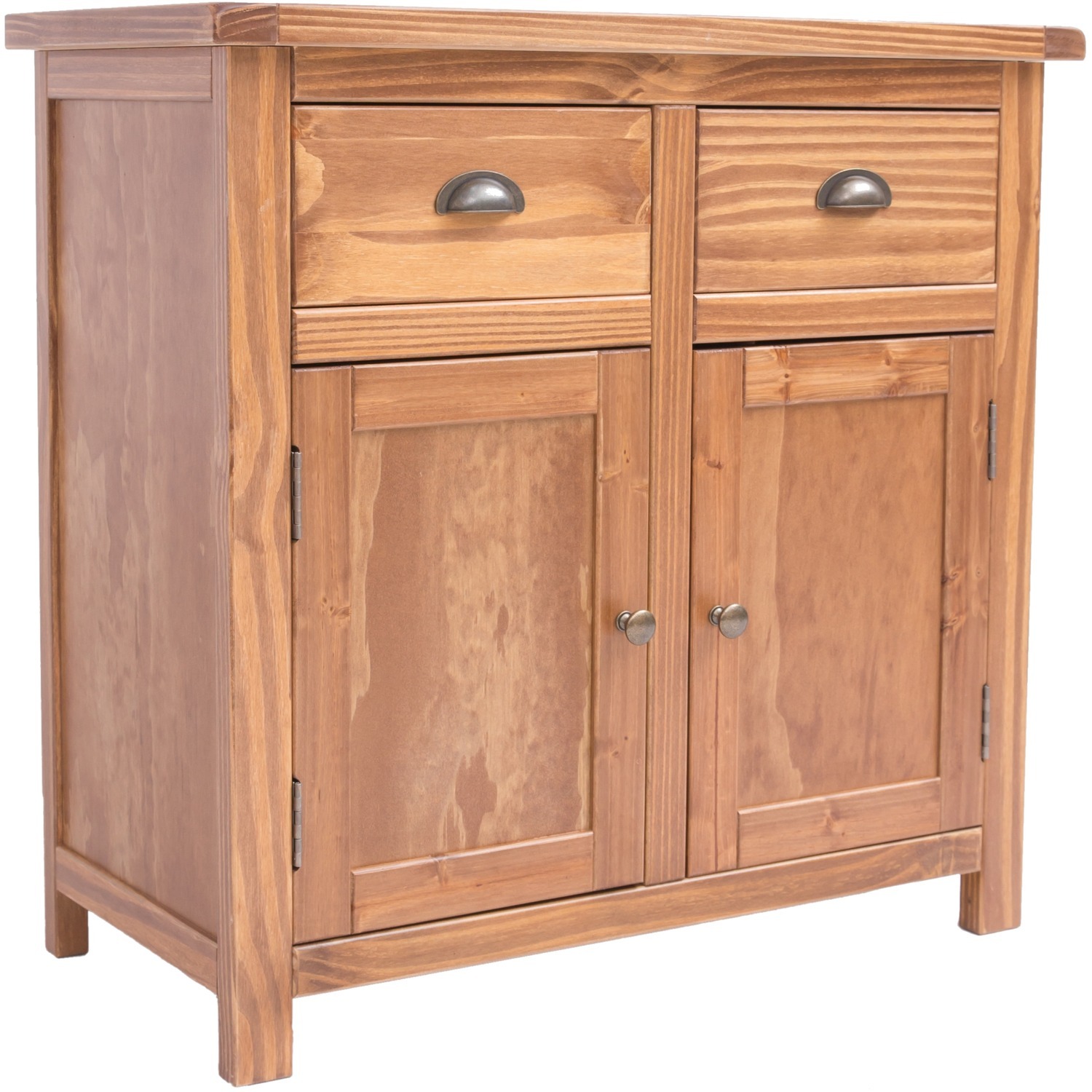 Cabinet Bits Padua 2 Door 2 Drawer Sideboard - Drop Handle - Light Brown / Antique Brass Cup