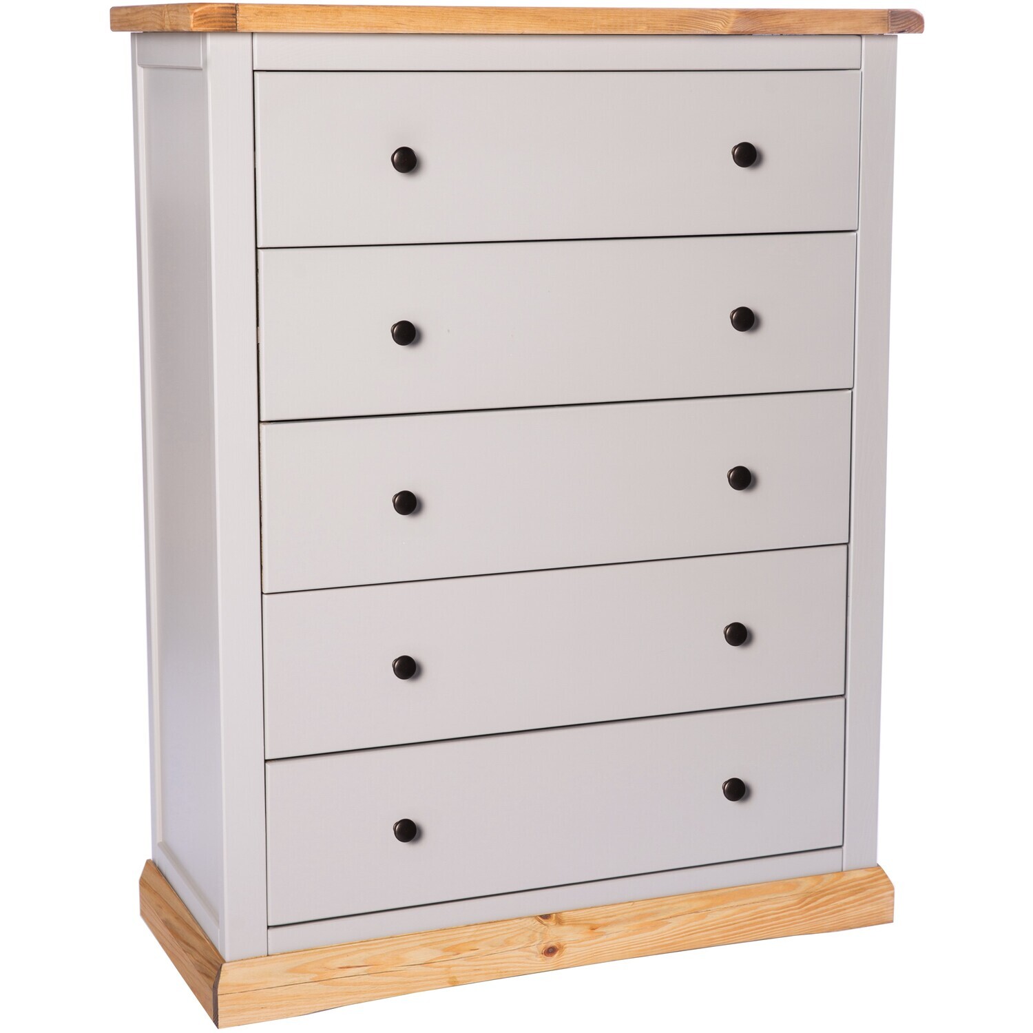 Cabinet Bits Bomporto 5 Drawer Chest - Grey / Brass