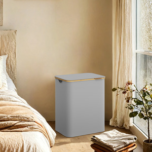 SONGMICS Laundry Basket with Lid, 2-Section Large Laundry Hamper