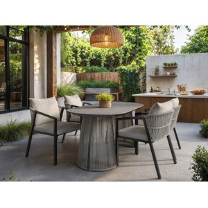 Hana Oval Garden Dining Table with Lynden Chairs Set of 4 Rattan